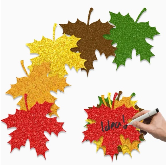 NEW 🍁 Glitter Maple Leaf Cutouts – 30pc Set (Gold + Orange) ✨ - Picture 1 of 6